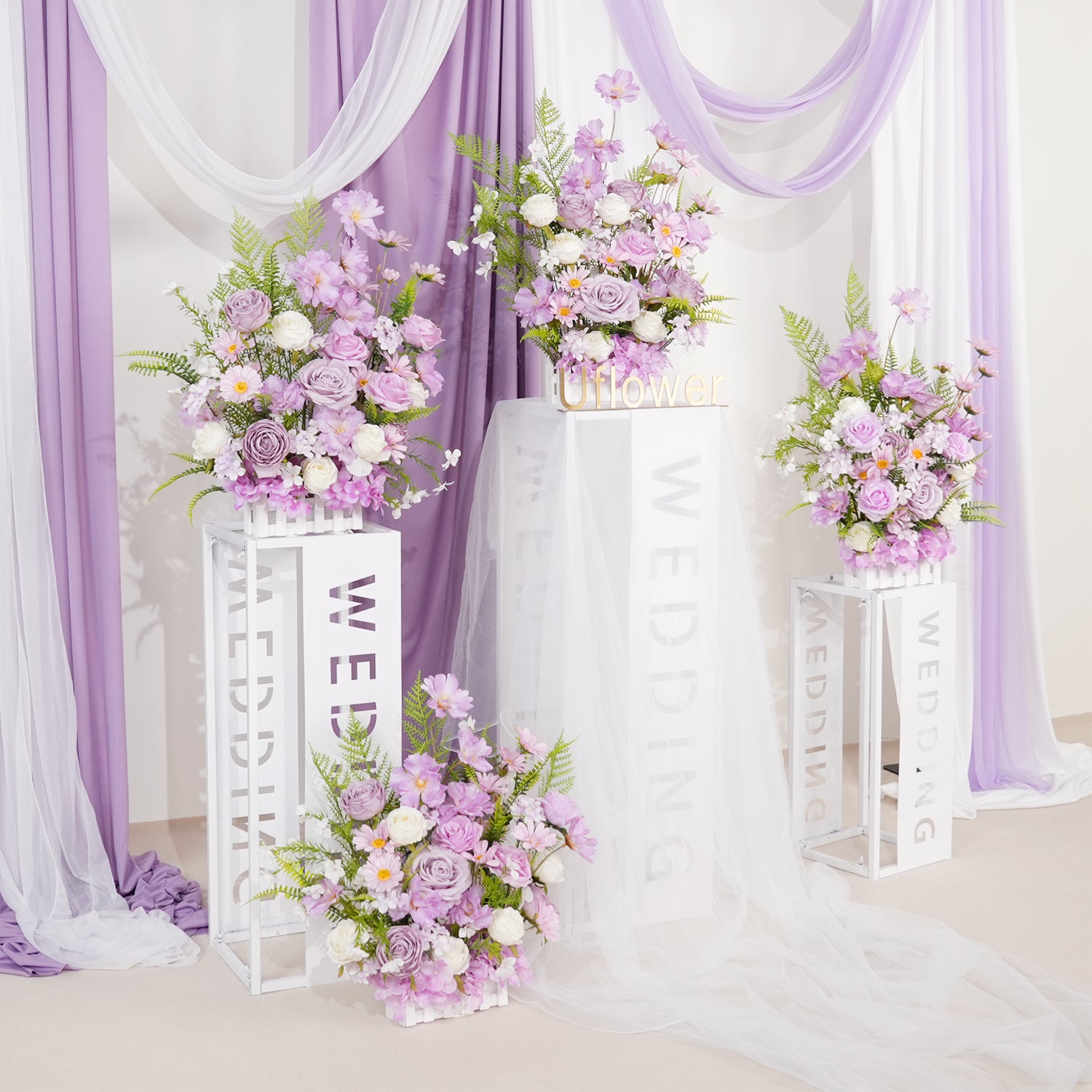 Artificial light purple Greenery Wedding Fence Flower Figure 8